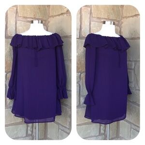 NWT Xtraordinary Purple Ruffle Off Shoulder Top S